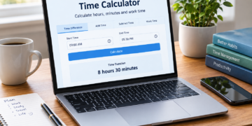 Time calculator showing hours and minutes between two times