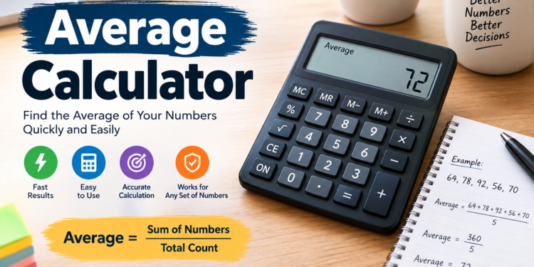 Average Calculator for calculating the average of numbers using sum divided by total count