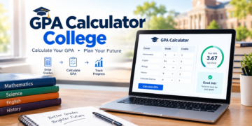 College GPA calculator showing grades, credit hours, and GPA results