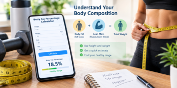 Body fat percentage calculator showing estimated body composition